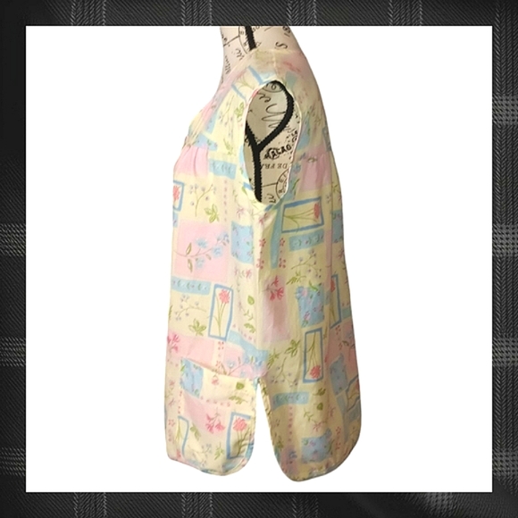 Vintage Moon Dance Sleeveless Button Down Pastel Top Size Lg - Picture 4 of 7